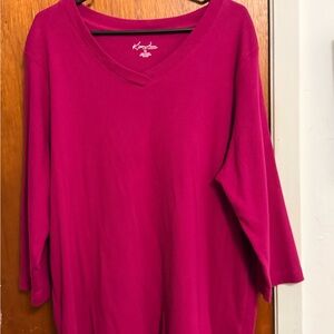 Kim Rogers Women's Fuchsia V-Neck Sweatshirt